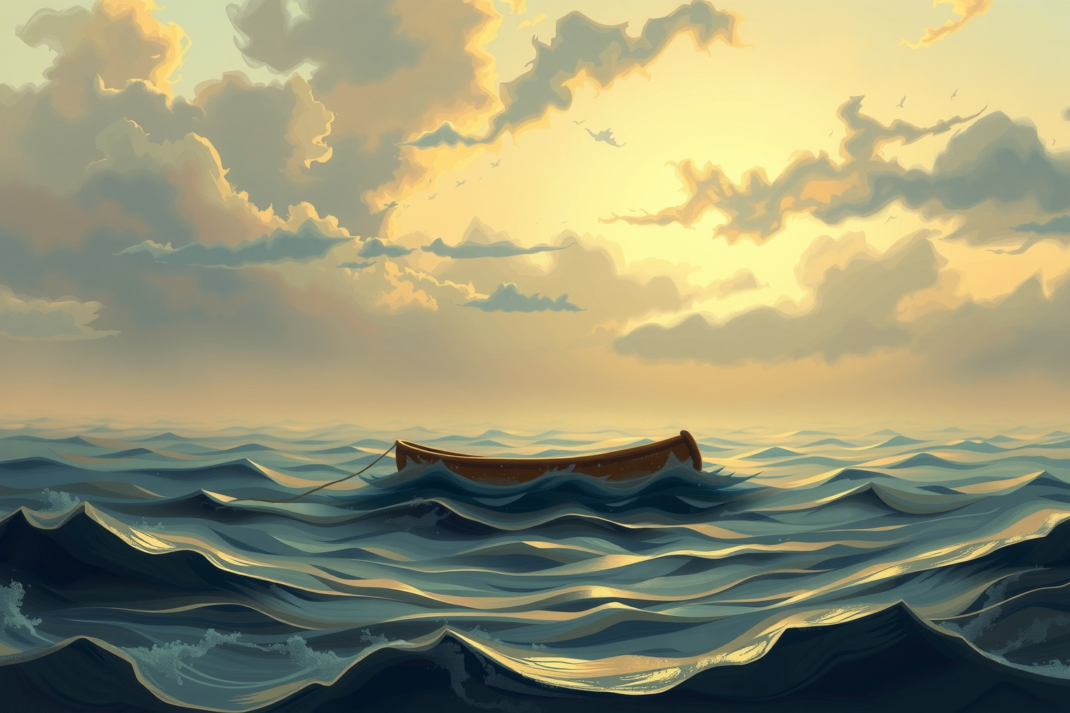 Sognare tempesta e barca a fondo piatto simboleggia ansia interiore instabile.