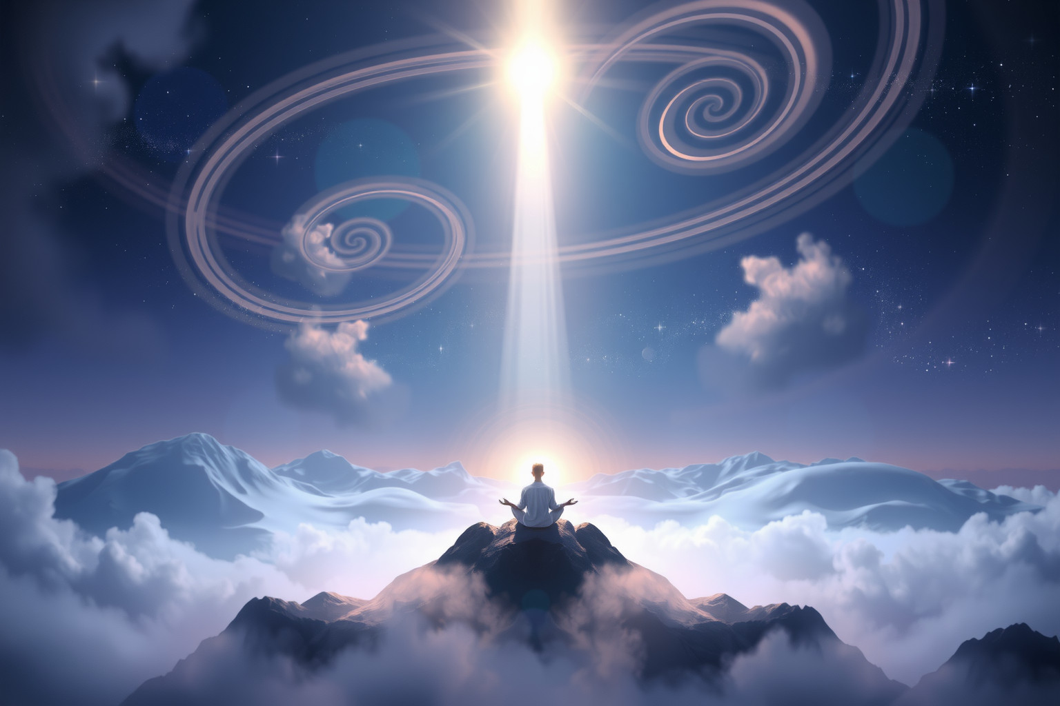 L’asceta in montagna simboleggia la ricerca di pura illuminazione spirituale.