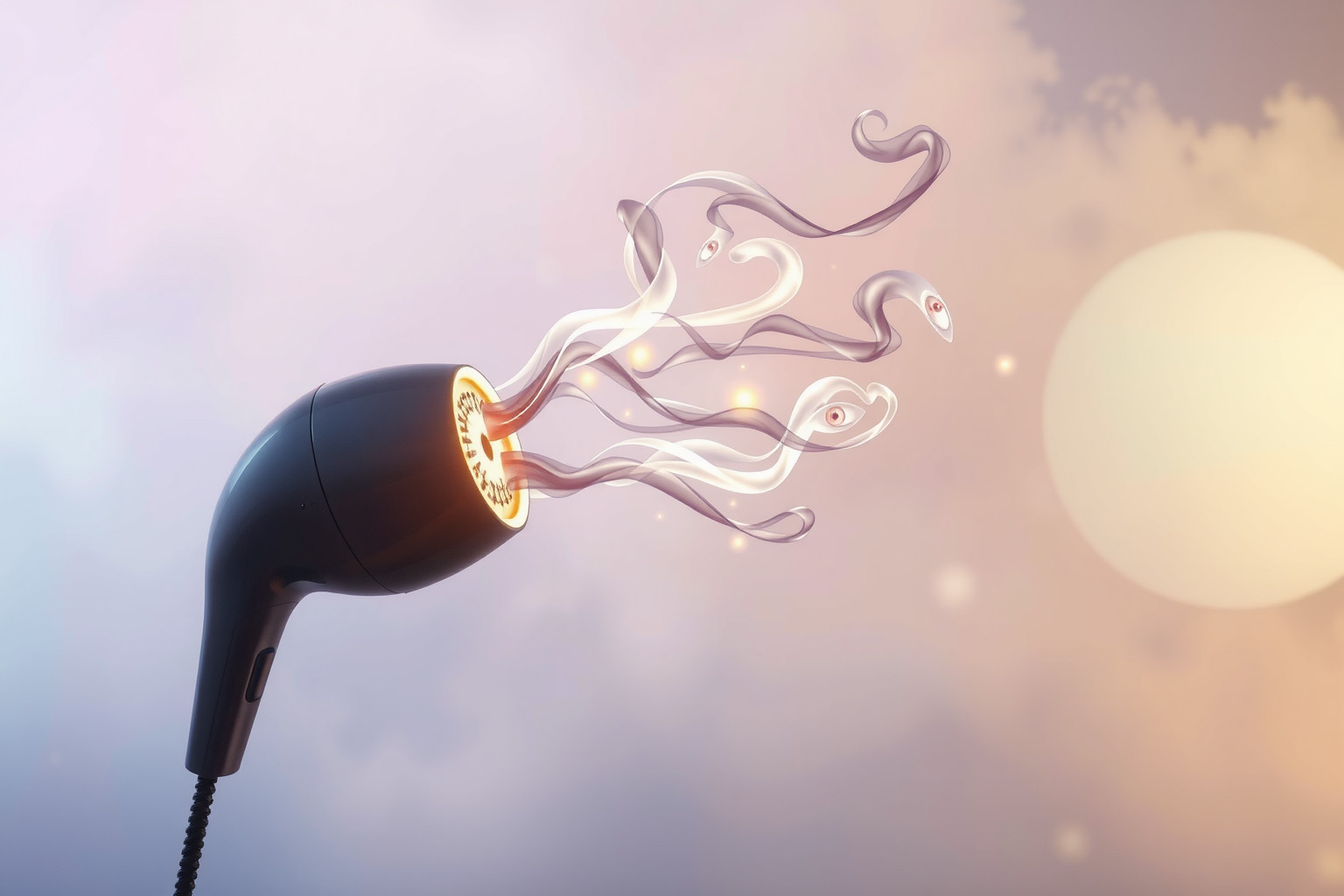 L'asciugacapelli che fuma segnala pericolo imminente e stress.