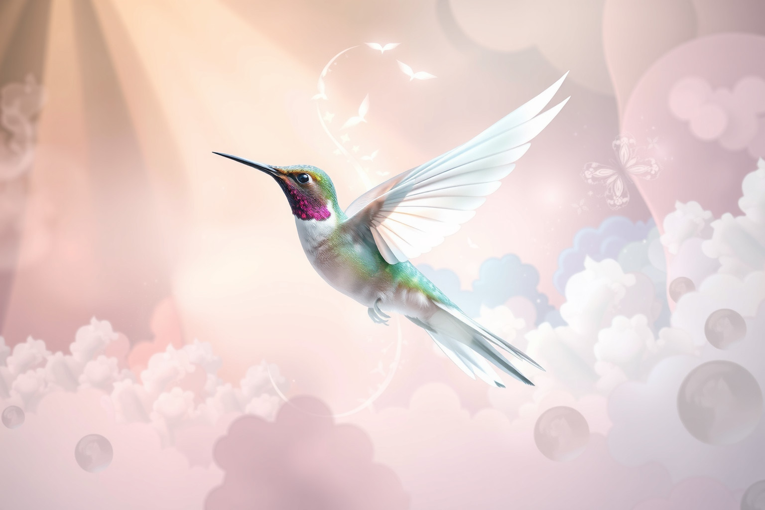 Il colibrì che cambia forma simboleggia trasformazione e rinascita interiore.