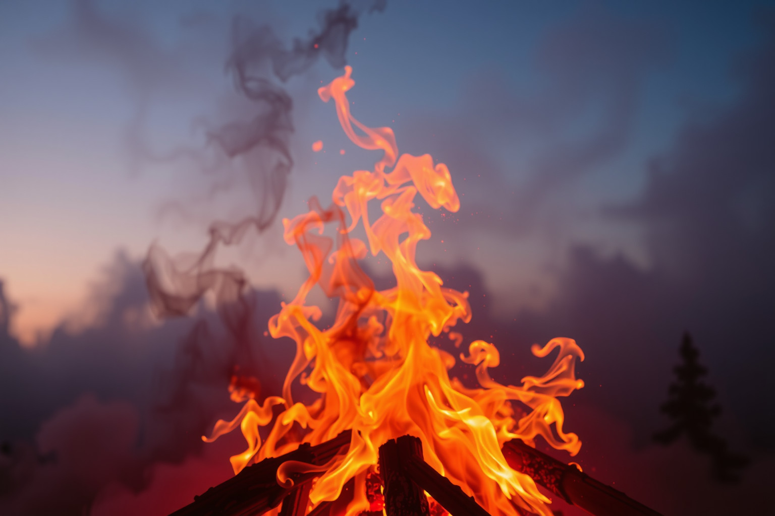 Il falò simboleggia energia travolgente e pericolo latente nella passione.