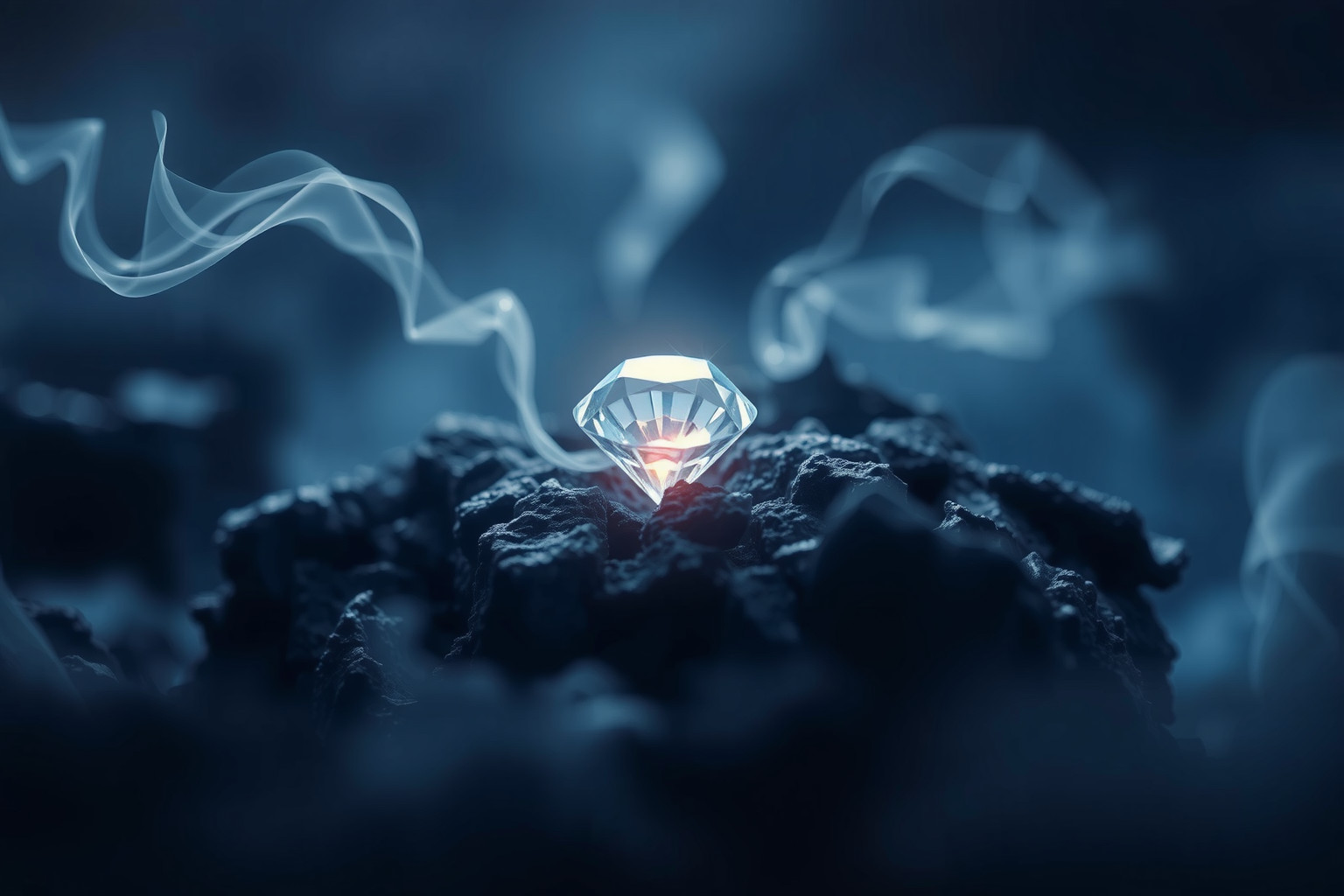 Trovare un diamante nel carbone simboleggia speranza e valore nascosto.