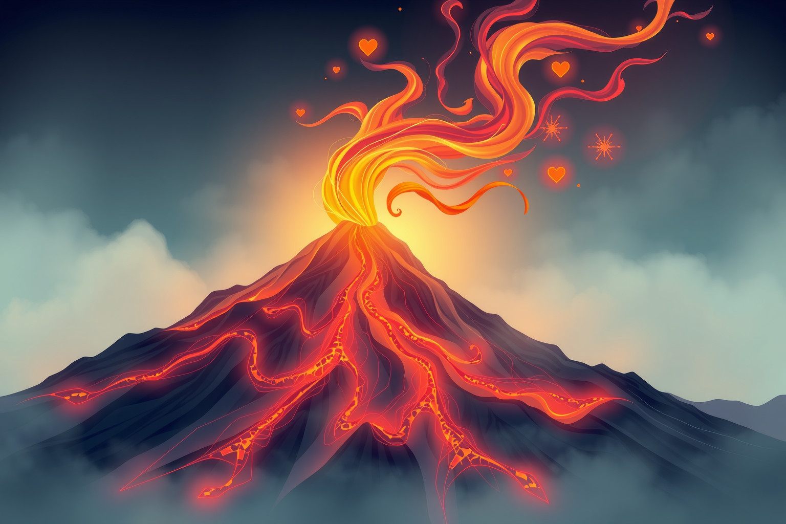 Sognare un vulcano simboleggia emozioni intense e cambiamenti profondi.