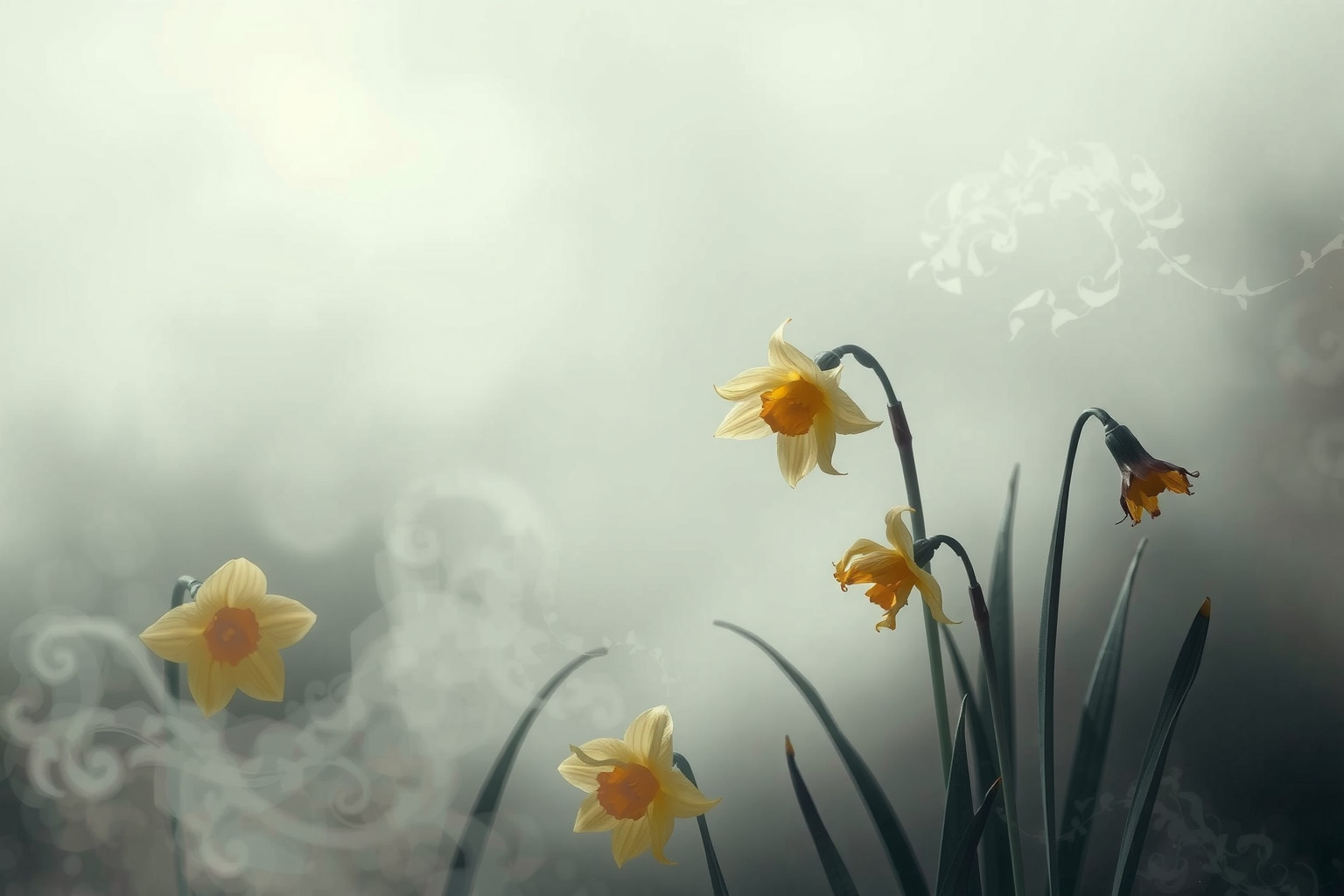 Sognare narcisi appassiti simboleggia perdita e rimpianto profondo.