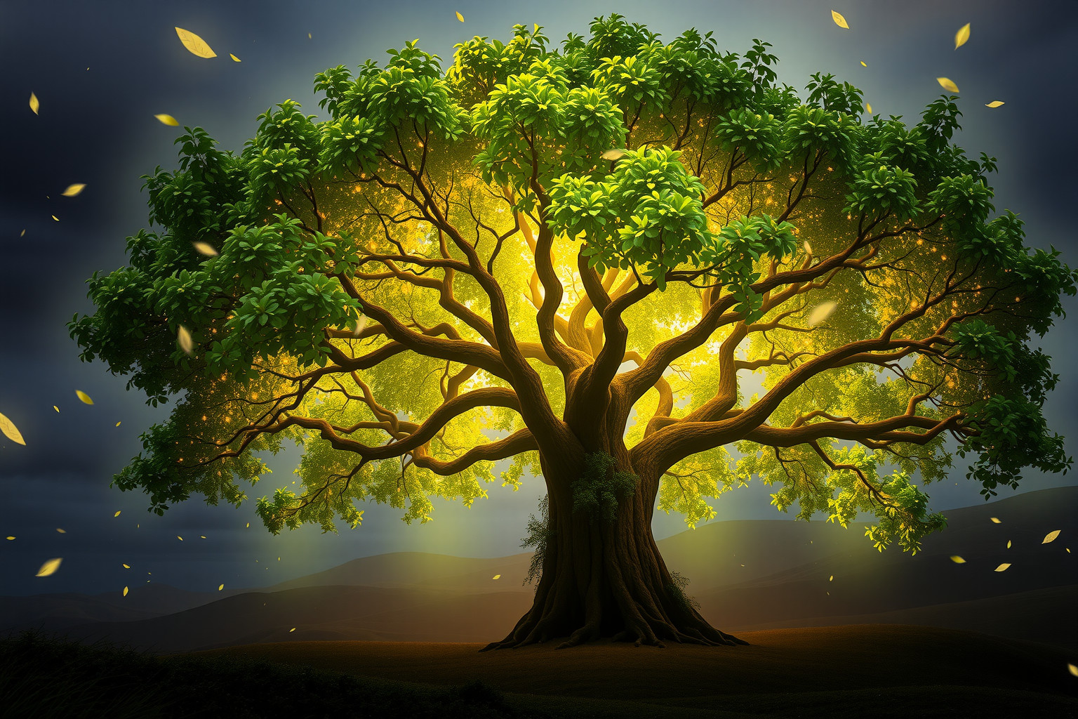 Sognare un albero folto simboleggia crescita e successo imminente.