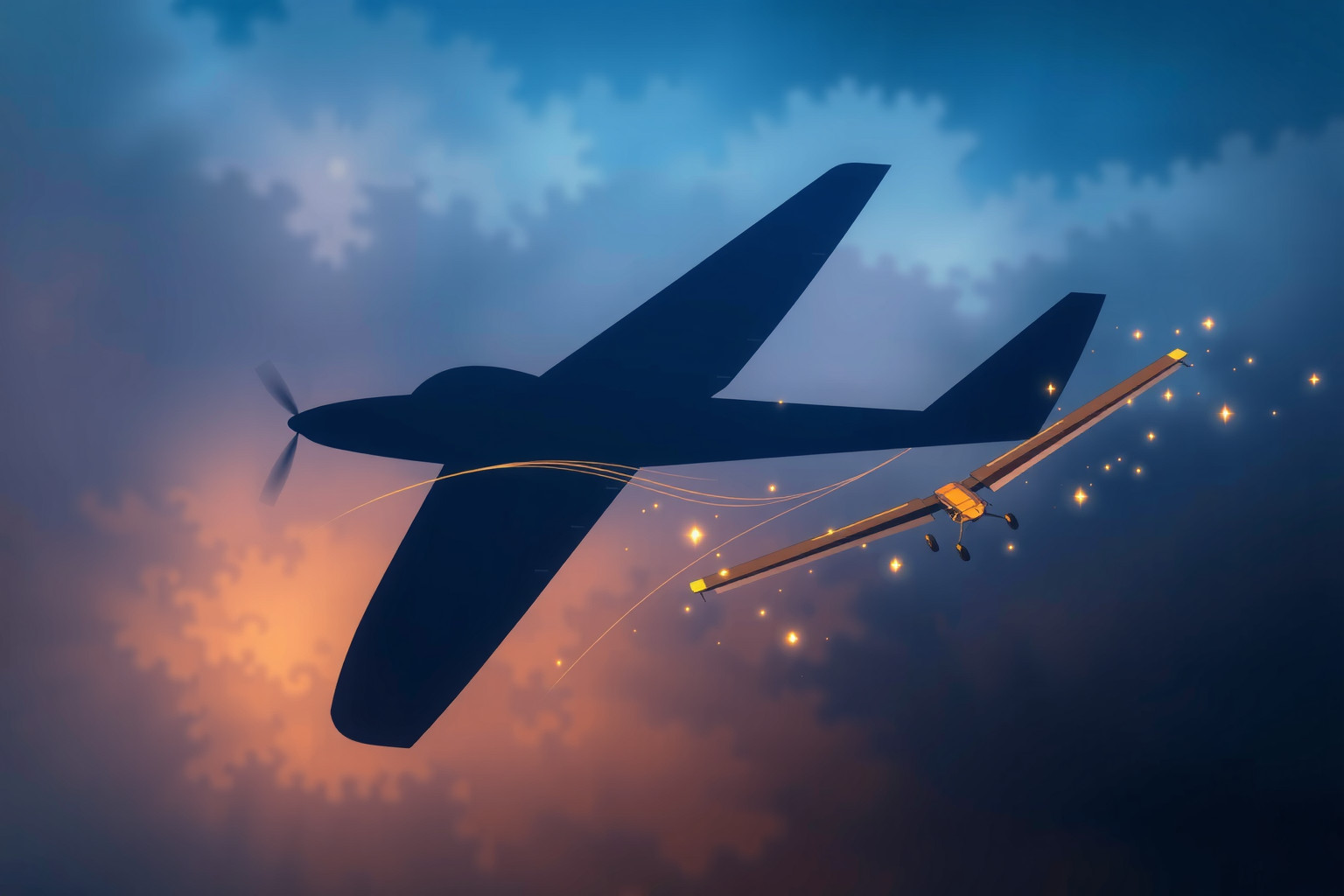 Sognare un aliante che cambia volo simboleggia trasformazione e libertà.