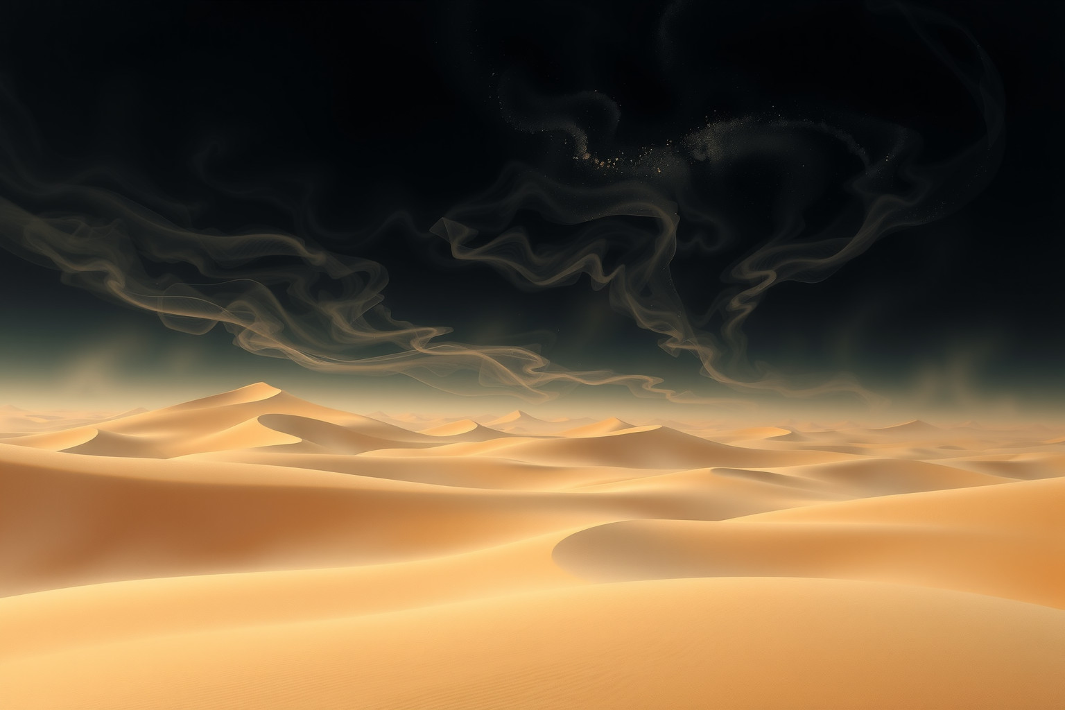 Sognare un cielo nero pece nel deserto simboleggia oscurità interiore.