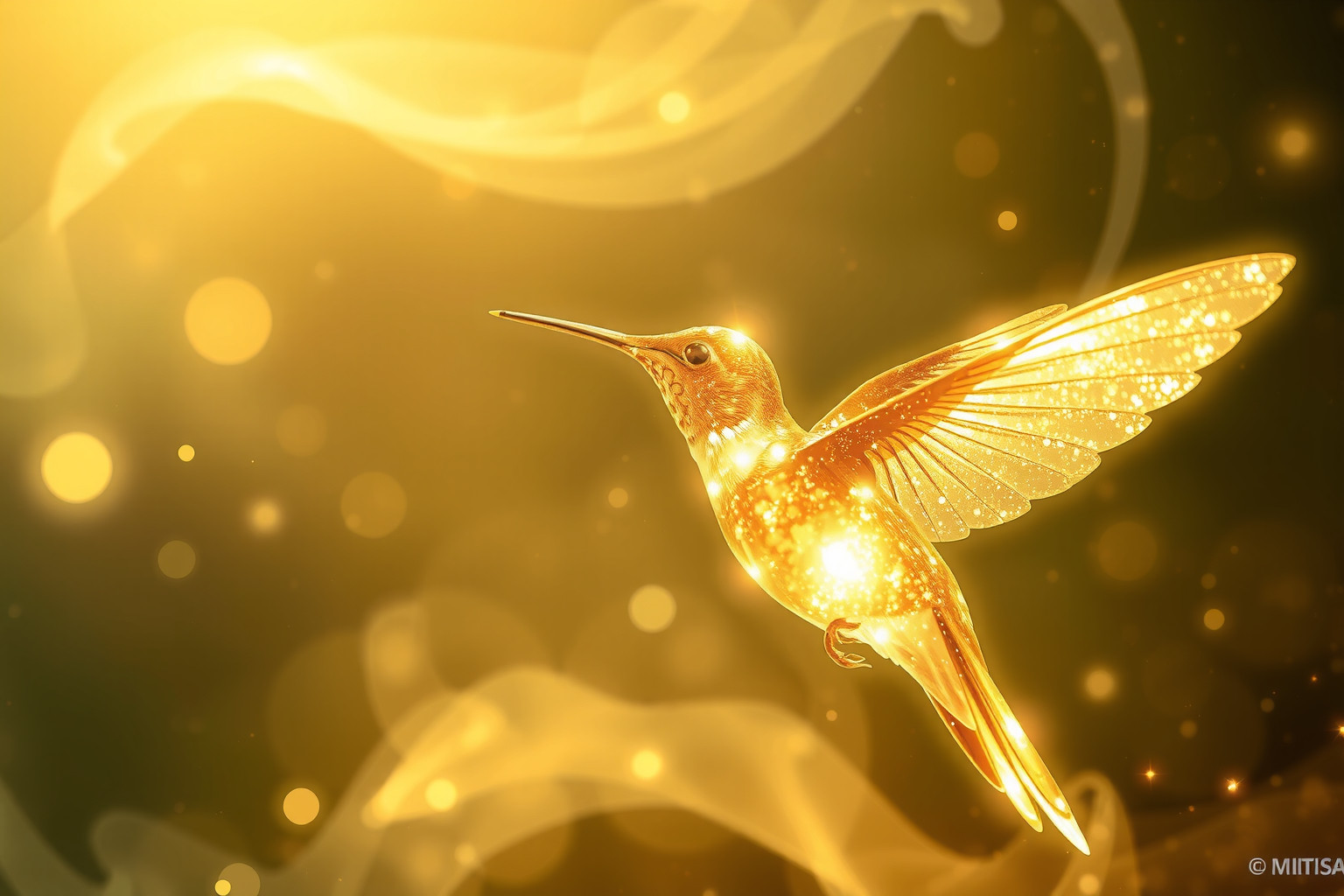 Sognare un colibrì dorato simboleggia ricchezza interiore e abbondanza.