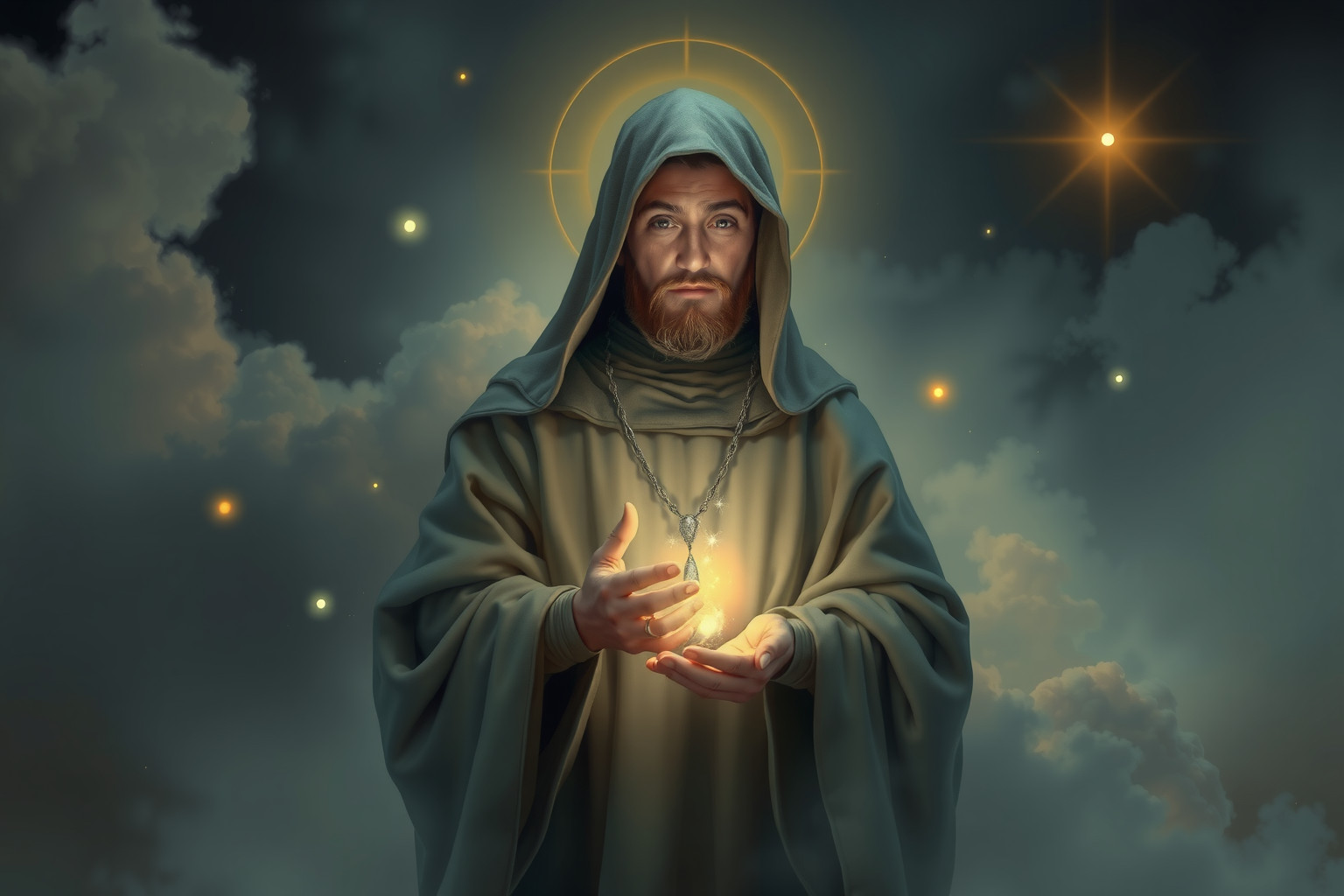 Sognare un frate domenicano con rosario simboleggia fede profonda e protezione.