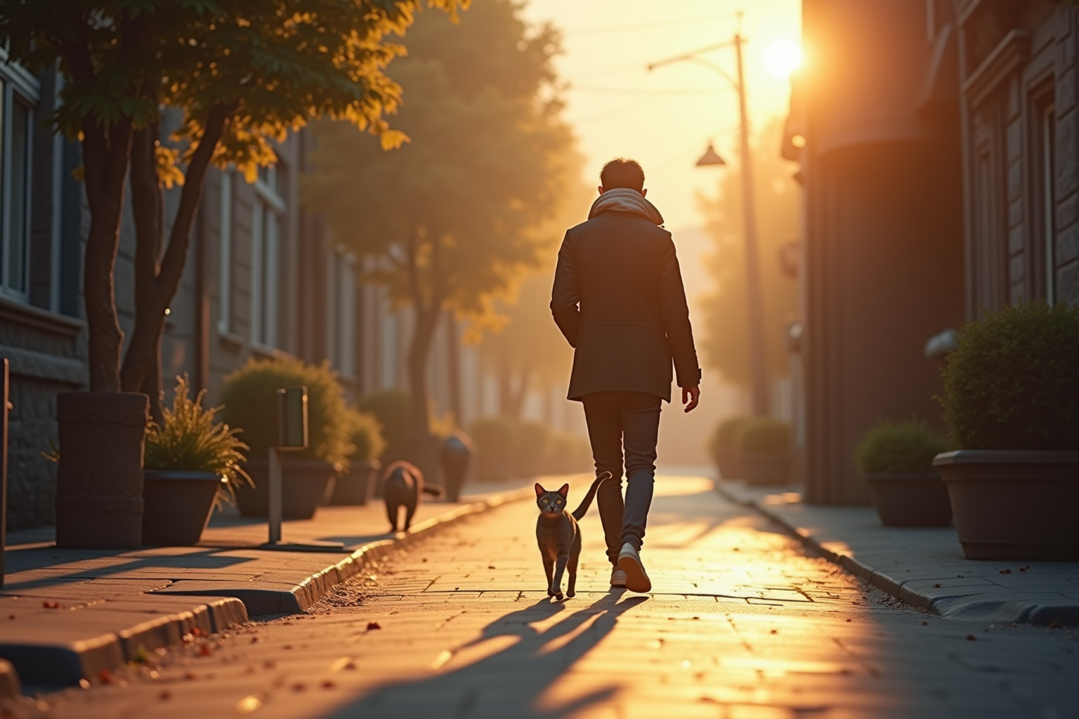 Sognare un gatto che ti segue indica protezione e intuizione crescente.