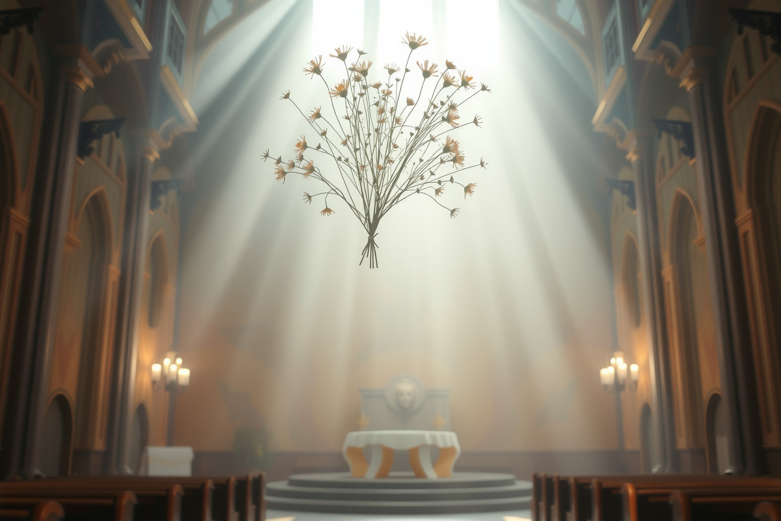 Sognare fiori selvatici in chiesa simboleggia perdono e fede profonda.