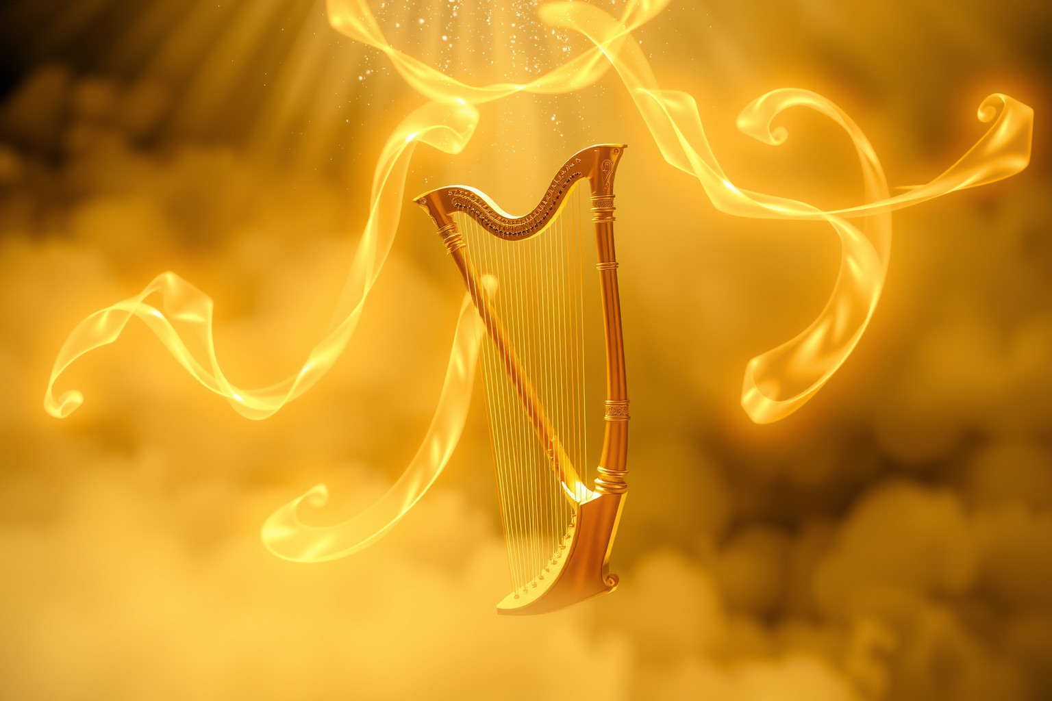 Sognare un'arpa d'oro simboleggia ricchezza e elevazione spirituale.
