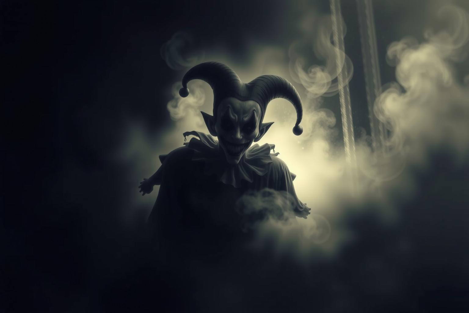 Il giullare sinistro rappresenta inganno nascosto nel subconscio oscuro.