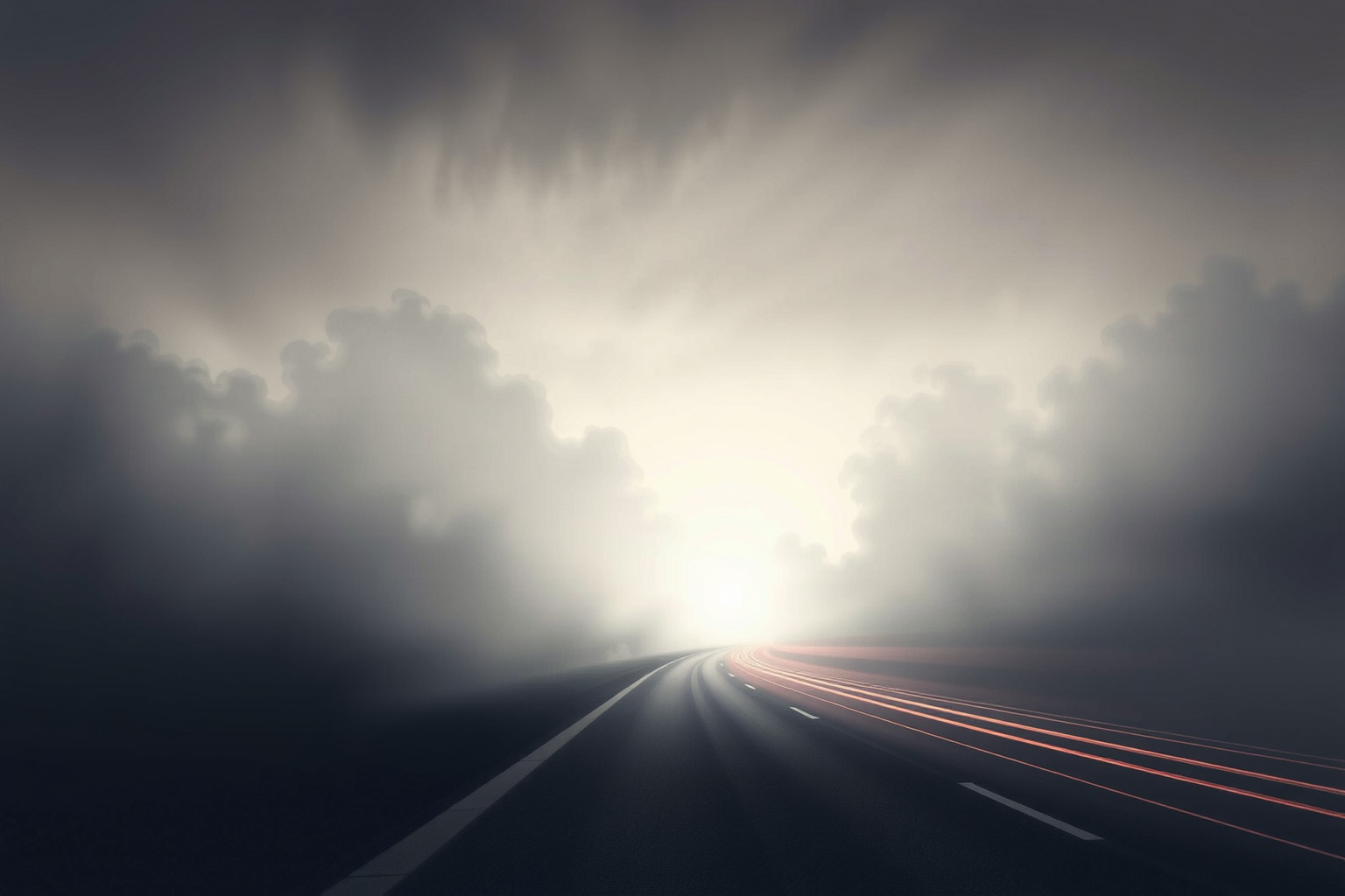 Guidare in autostrada con nebbia simboleggia incertezze future.