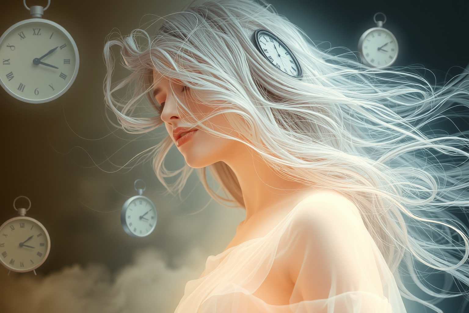 Sognare capelli grigi riflette timore inconscio dell'invecchiamento imminente.