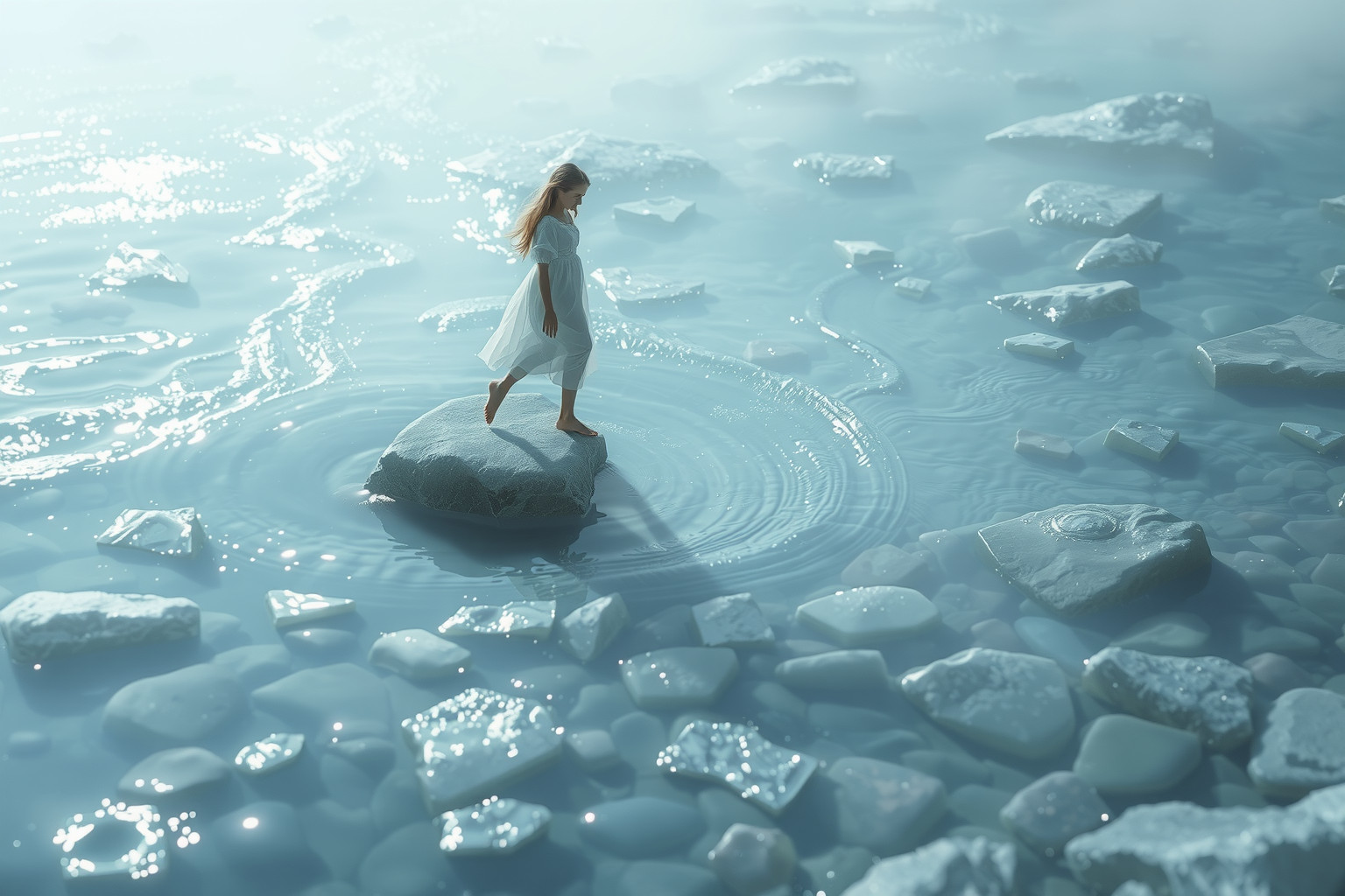 Sognare di evitare l’acqua riflette paure di cambiamenti imminenti.