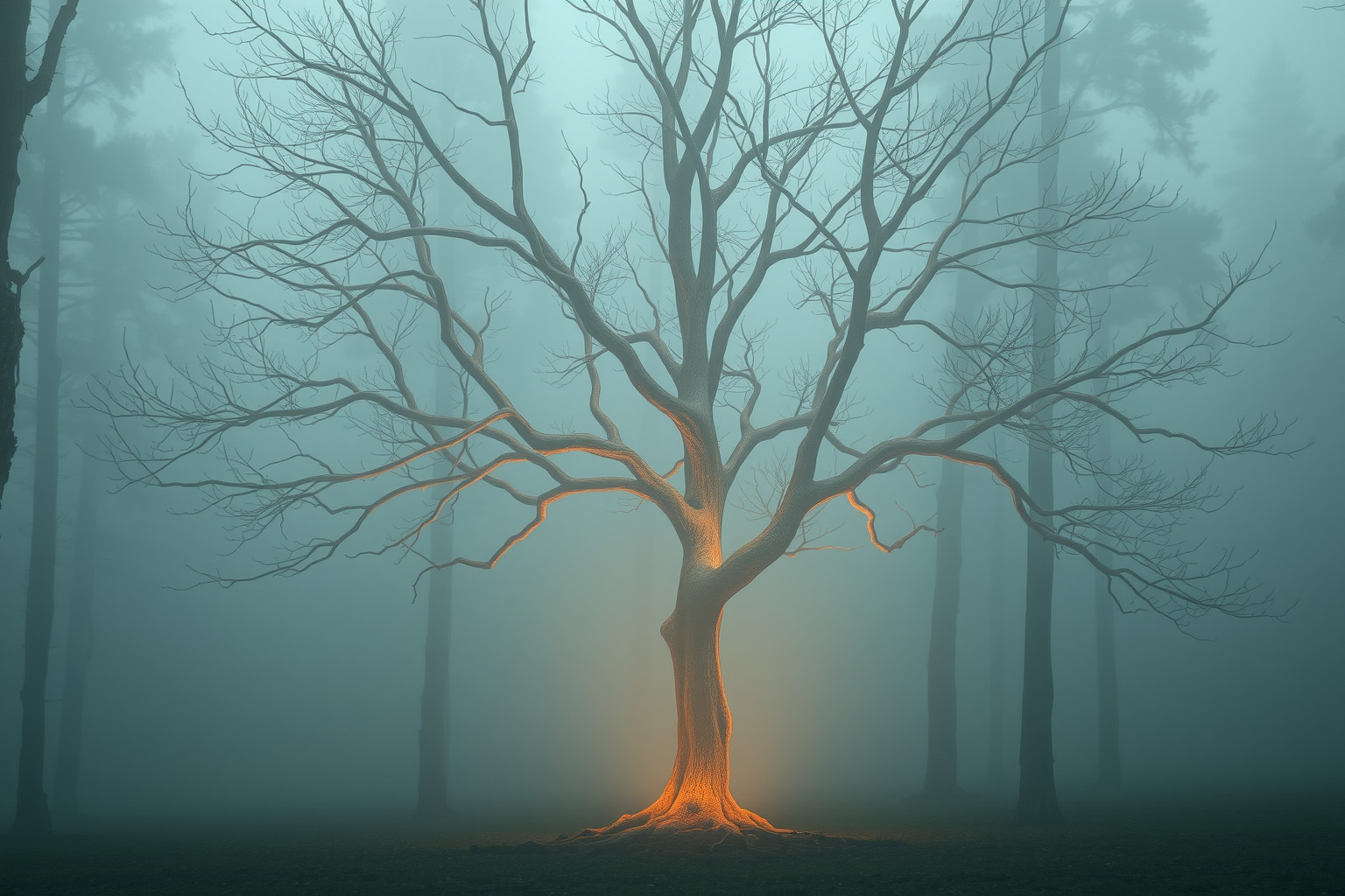 Sognare un albero senza corteccia riflette vulnerabilità e insicurezza interiore.