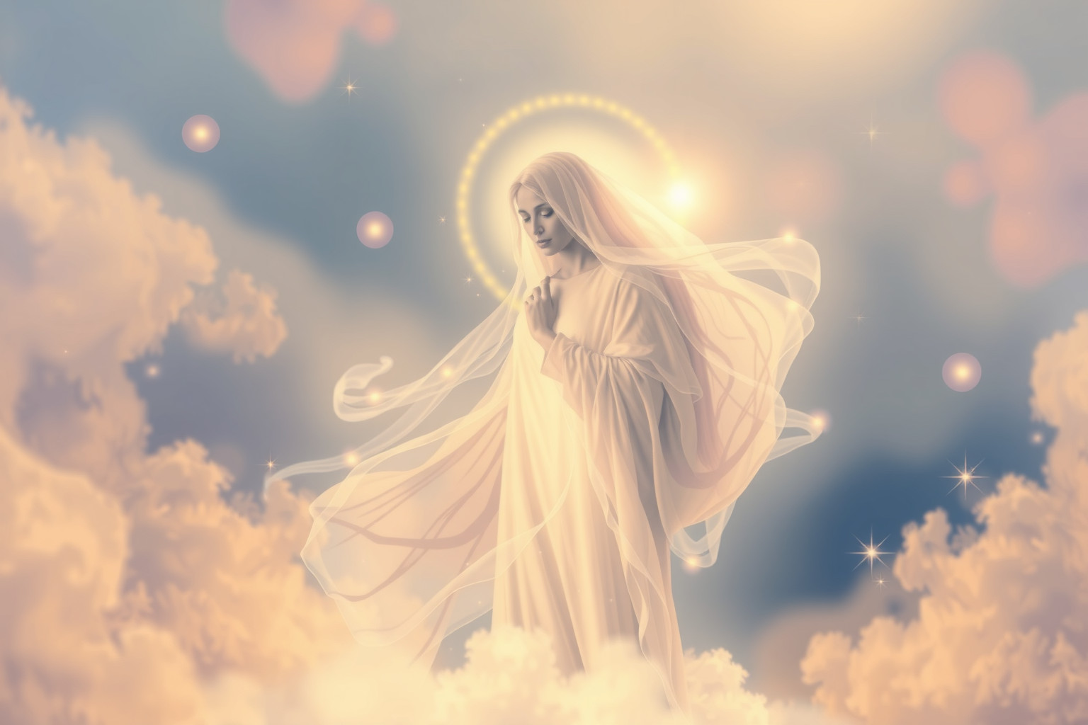 Sognare la Vergine Maria simboleggia protezione e guida spirituale.