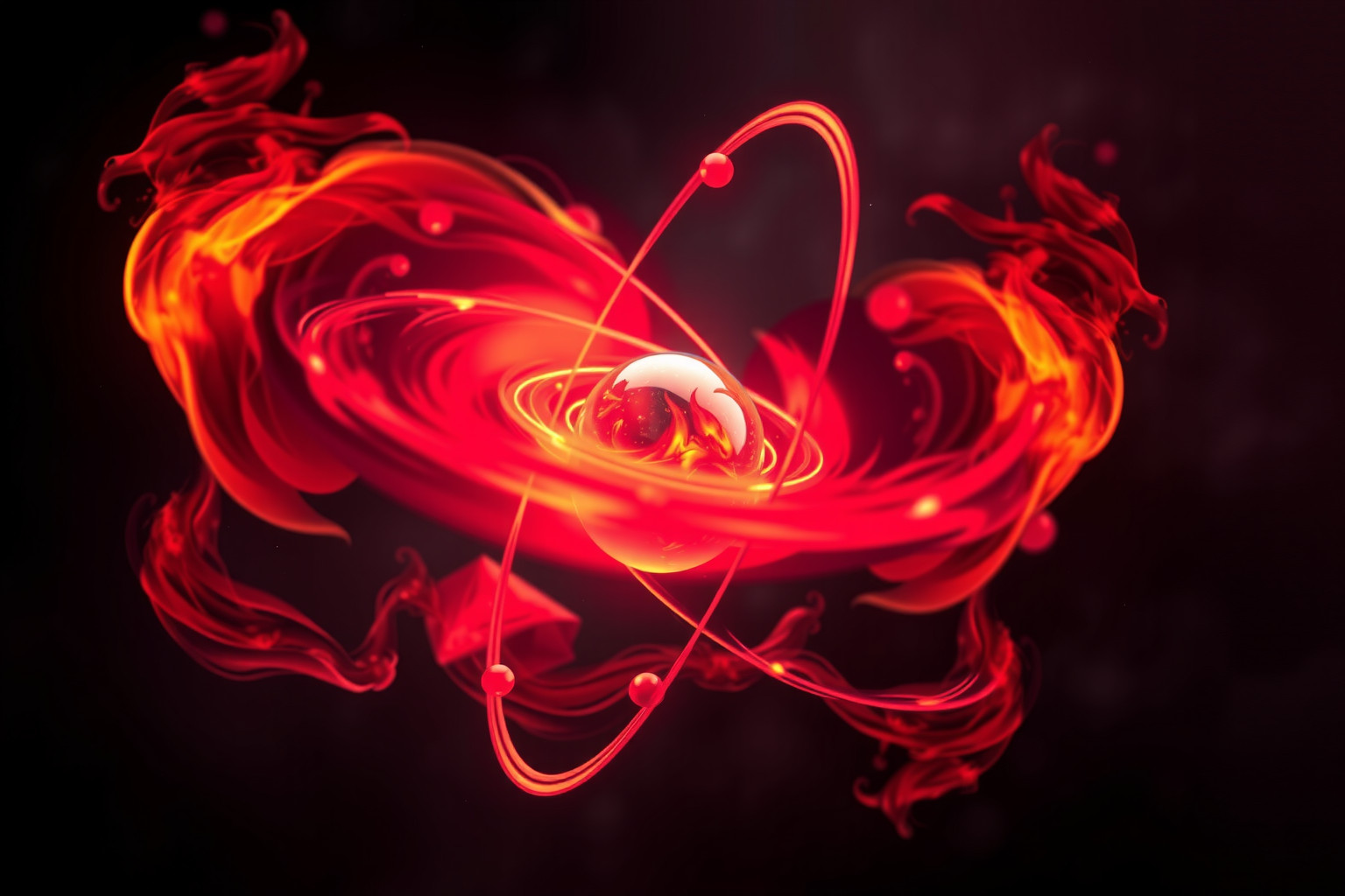 Sognare un atomo di fuoco simboleggia passione ardente e rischio.