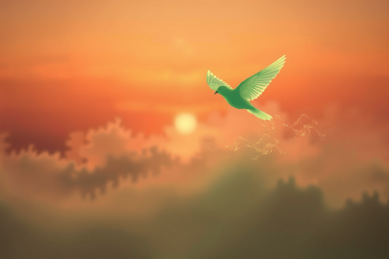 Sognare un fringuello verde al tramonto simboleggia speranza e rinascita.