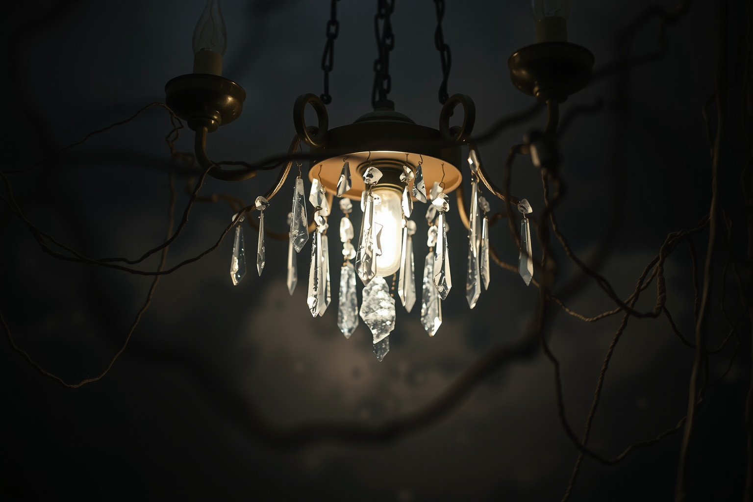 Sognare un lampadario rotto indica conflitti familiari imminenti.