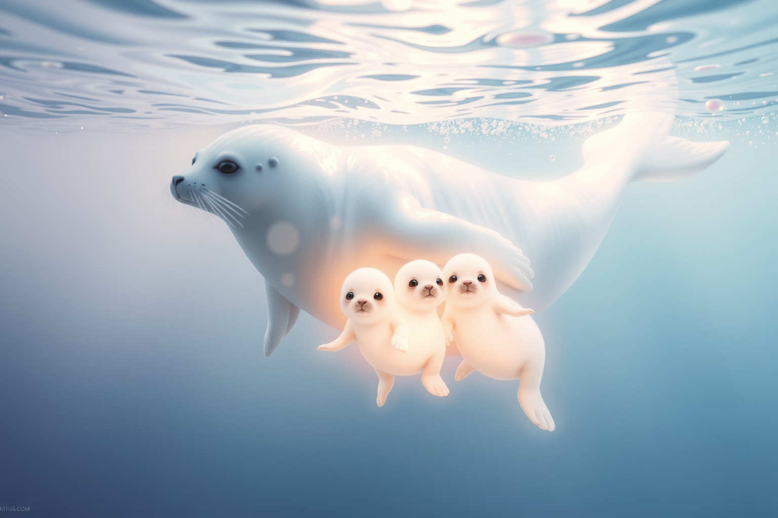 Sognare foche con cuccioli simboleggia protezione e legami familiari.