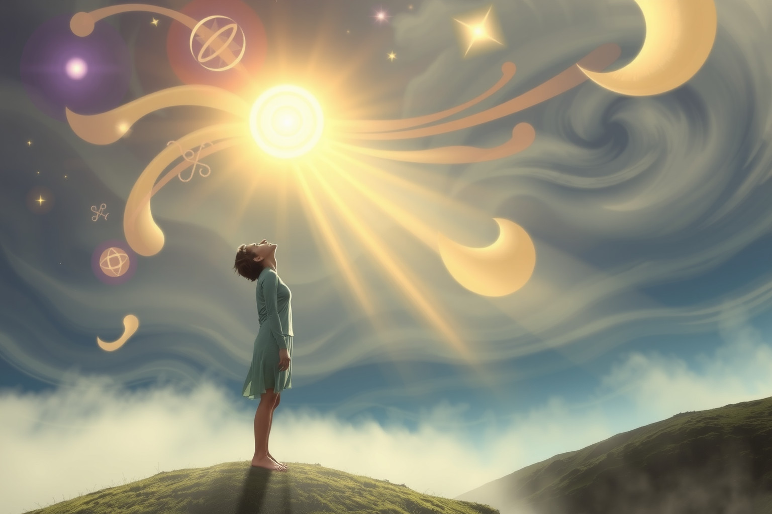 Gridare al cielo simboleggia l’anelito di risposte spirituali profonde.