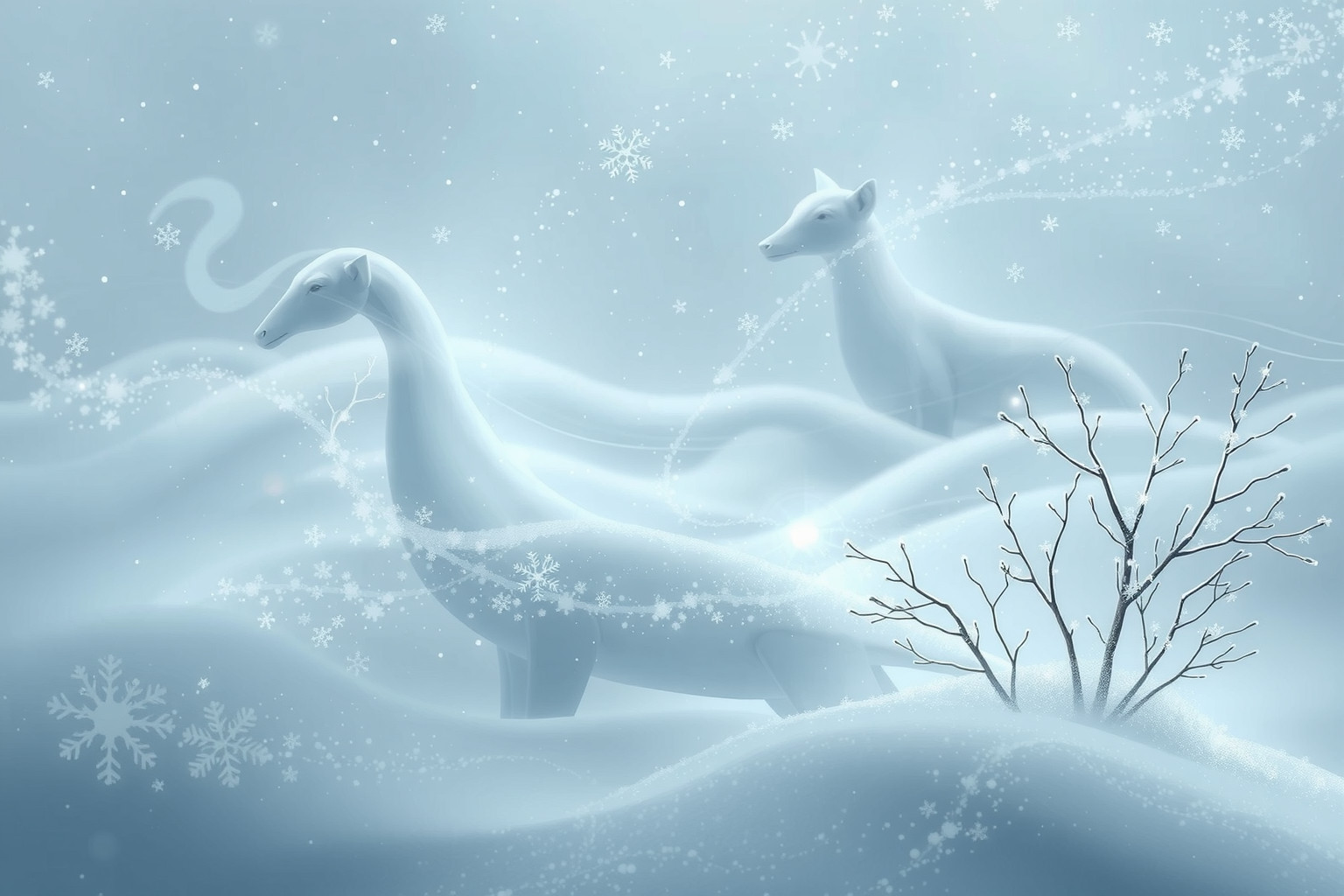 Sognare animali nella neve farinosa simboleggia intuizioni profonde e istinti naturali.