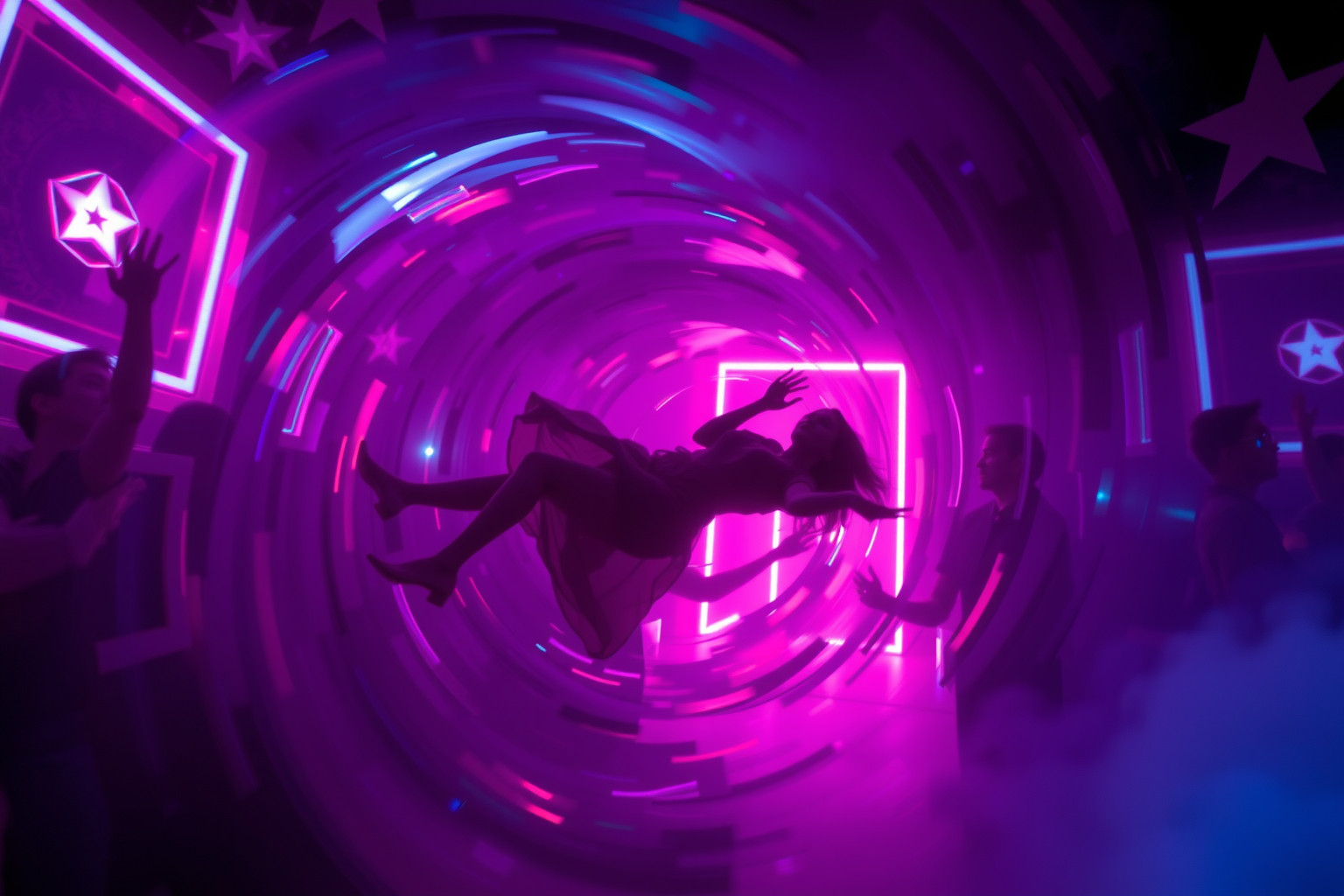 Sognare di cadere in un nightclub simboleggia perdita di controllo sociale.