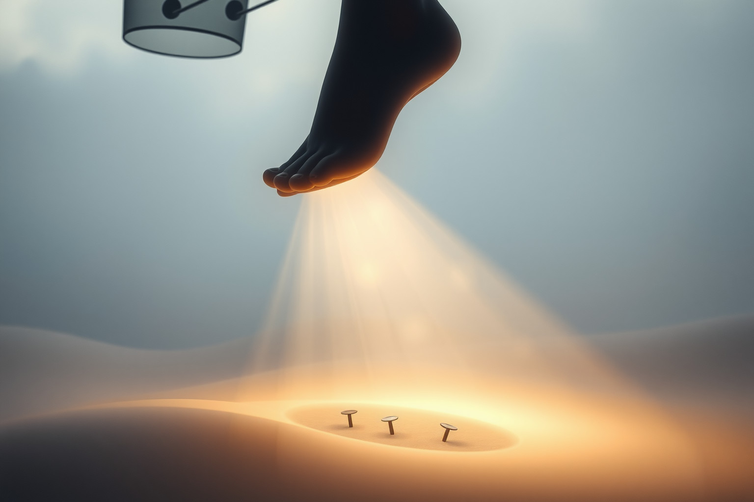 Sognare un chiodo nella scarpa simboleggia piccoli fastidi quotidiani.