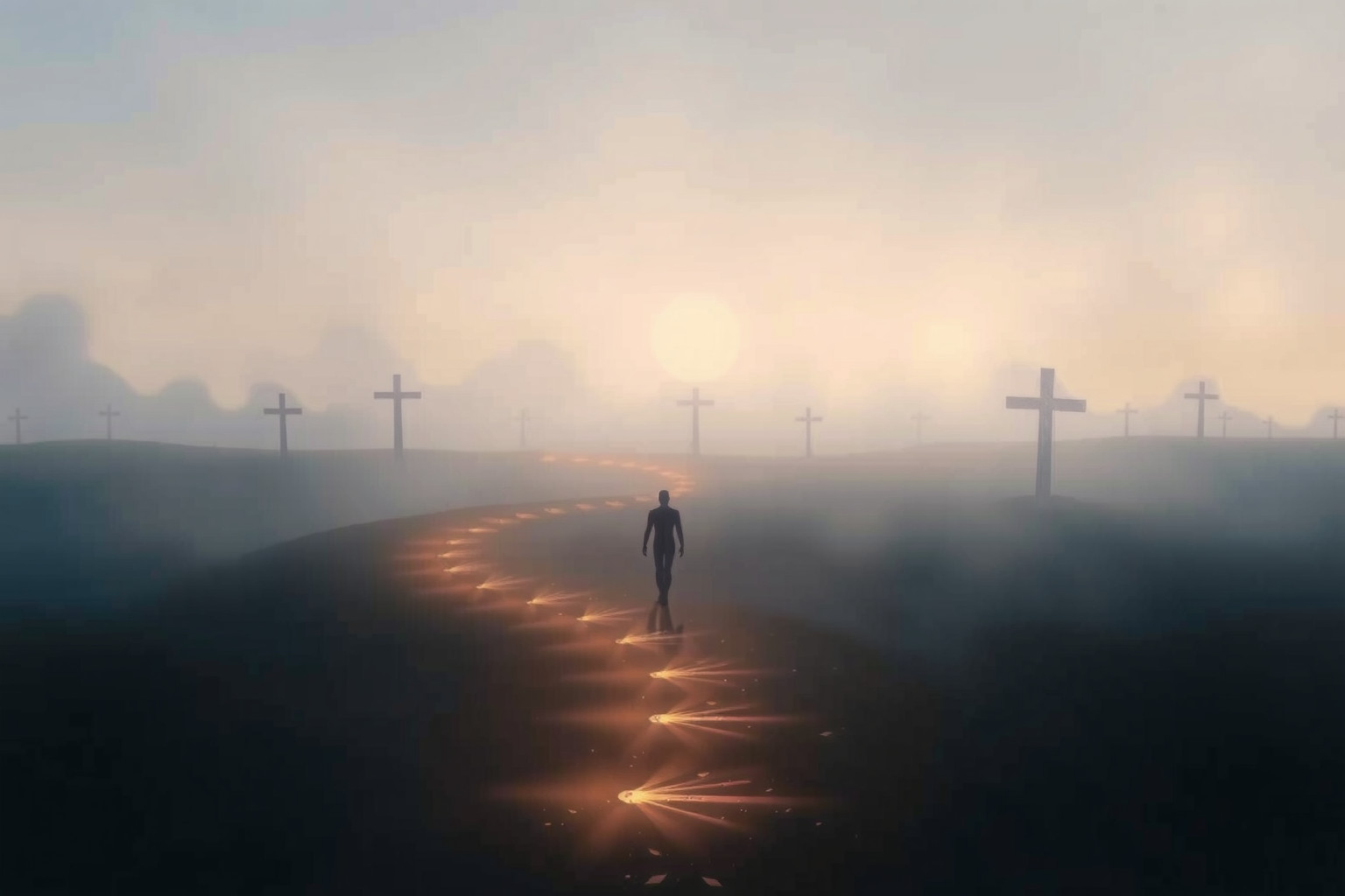 Sognare la via crucis in solitudine simboleggia lotta interiore profonda.