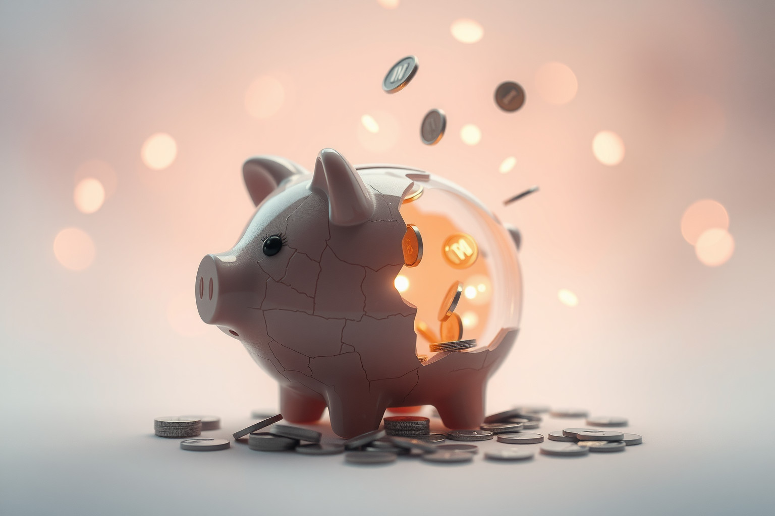Sognare di perdere uno salvadanaio indica paura di perdite economiche imminenti.