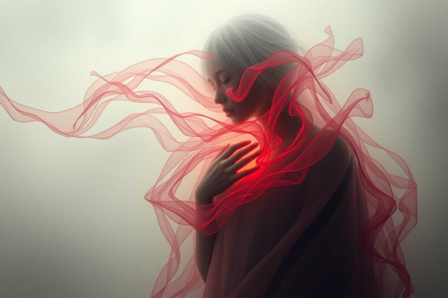 Sognare tosse con sangue riflette ansia per una perdita imminente.
