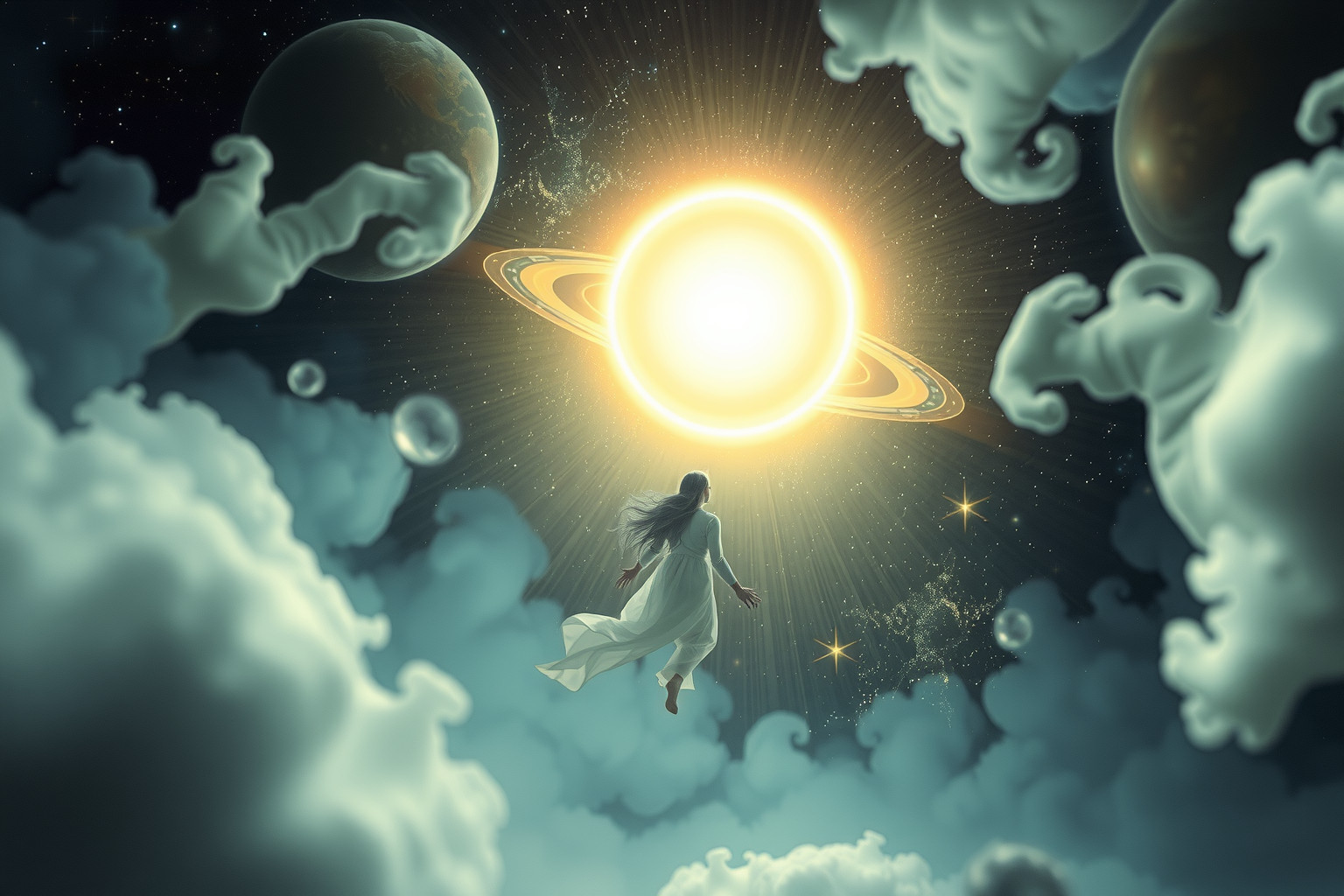 Sognare Saturno simboleggia desiderio di saggezza e trasformazione interiore.