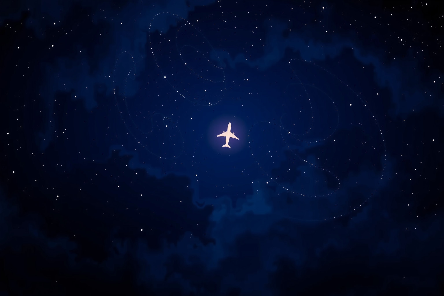Sognare un aereo notturno simboleggia desideri nascosti e misteri.