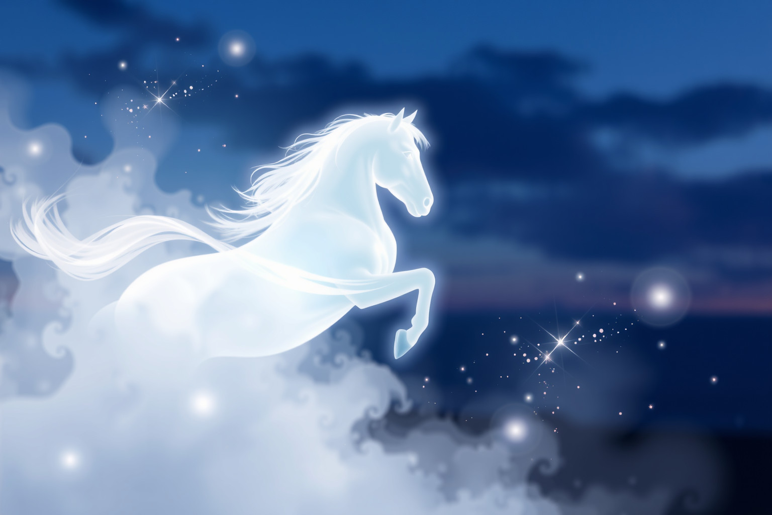 Sognare un cavallo bianco guida spirituale simboleggia purezza e rinnovamento.