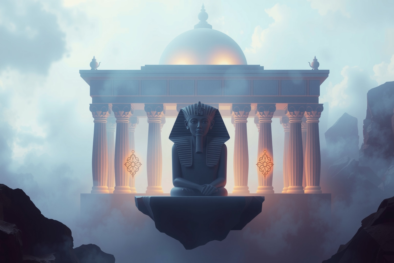 Sognare un faraone in un tempio simboleggia guida spirituale profonda.
