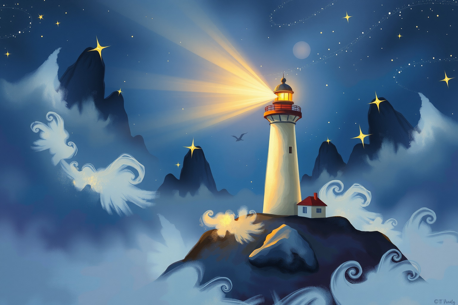 Sognare un faro simboleggia guida e speranza nell’oscurità notturna.