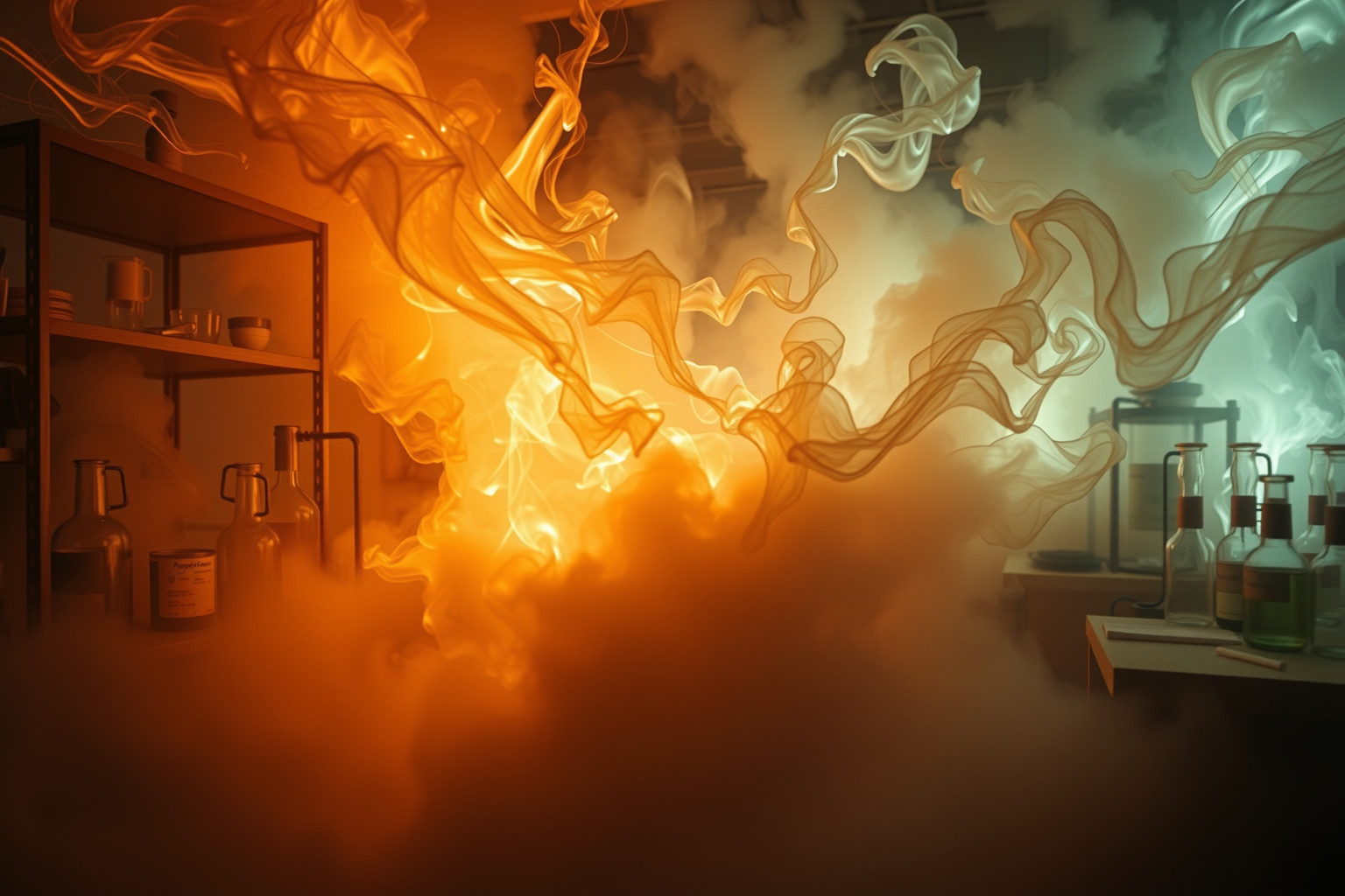 Sognare un laboratorio in fiamme riflette ansia per il fallimento imminente.