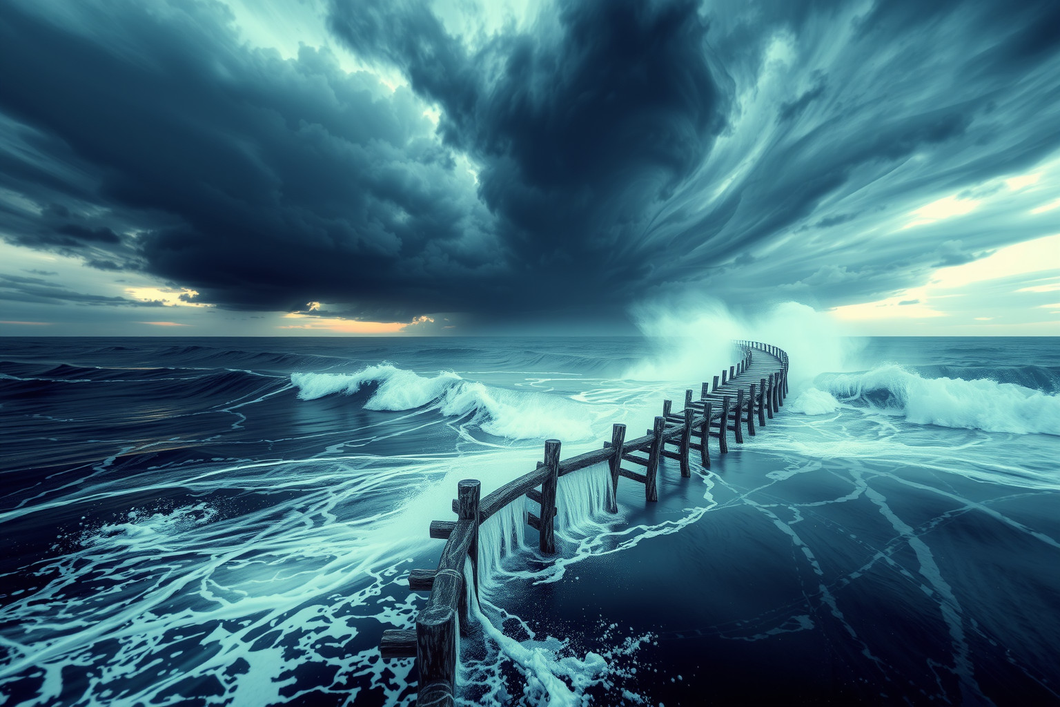 Sognare un pontile in tempesta riflette conflitti emotivi profondi.