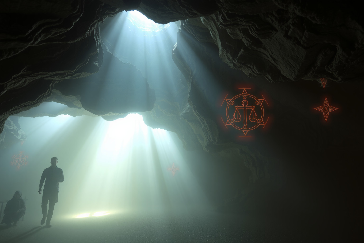 Sognare rifugi sotterranei con simboli religiosi simboleggia protezione spirituale.