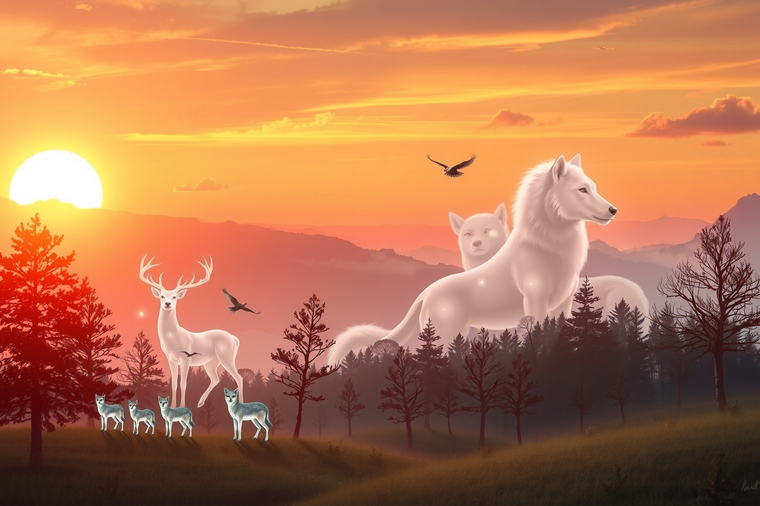 Sognare un tramonto con animali simboleggia armonia e equilibrio naturale.