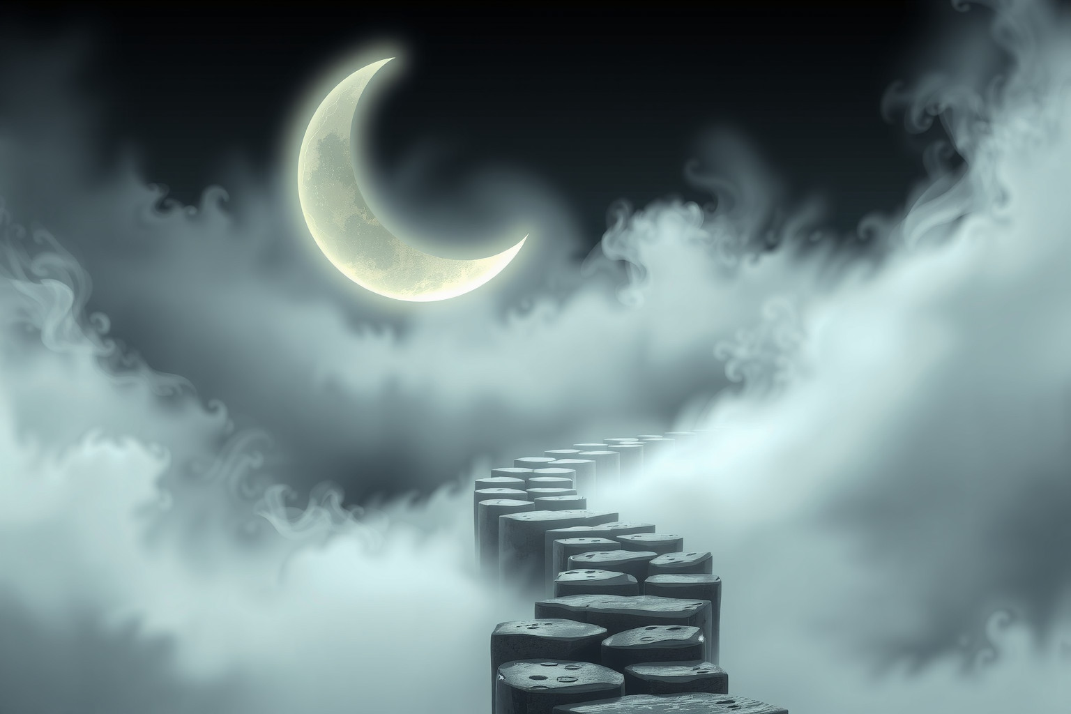 La luna di pietra simboleggia guida spirituale e stabilità interiore.