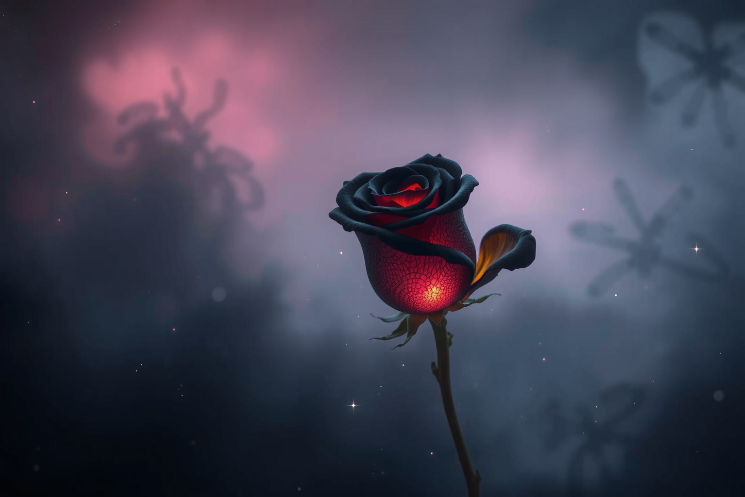 Sognare una rosa di Damasco nera simboleggia mistero e trasformazione interiore.
