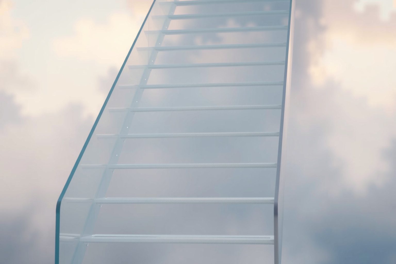 Sognare una scala di vetro rappresenta vulnerabilità e chiarezza emotiva.