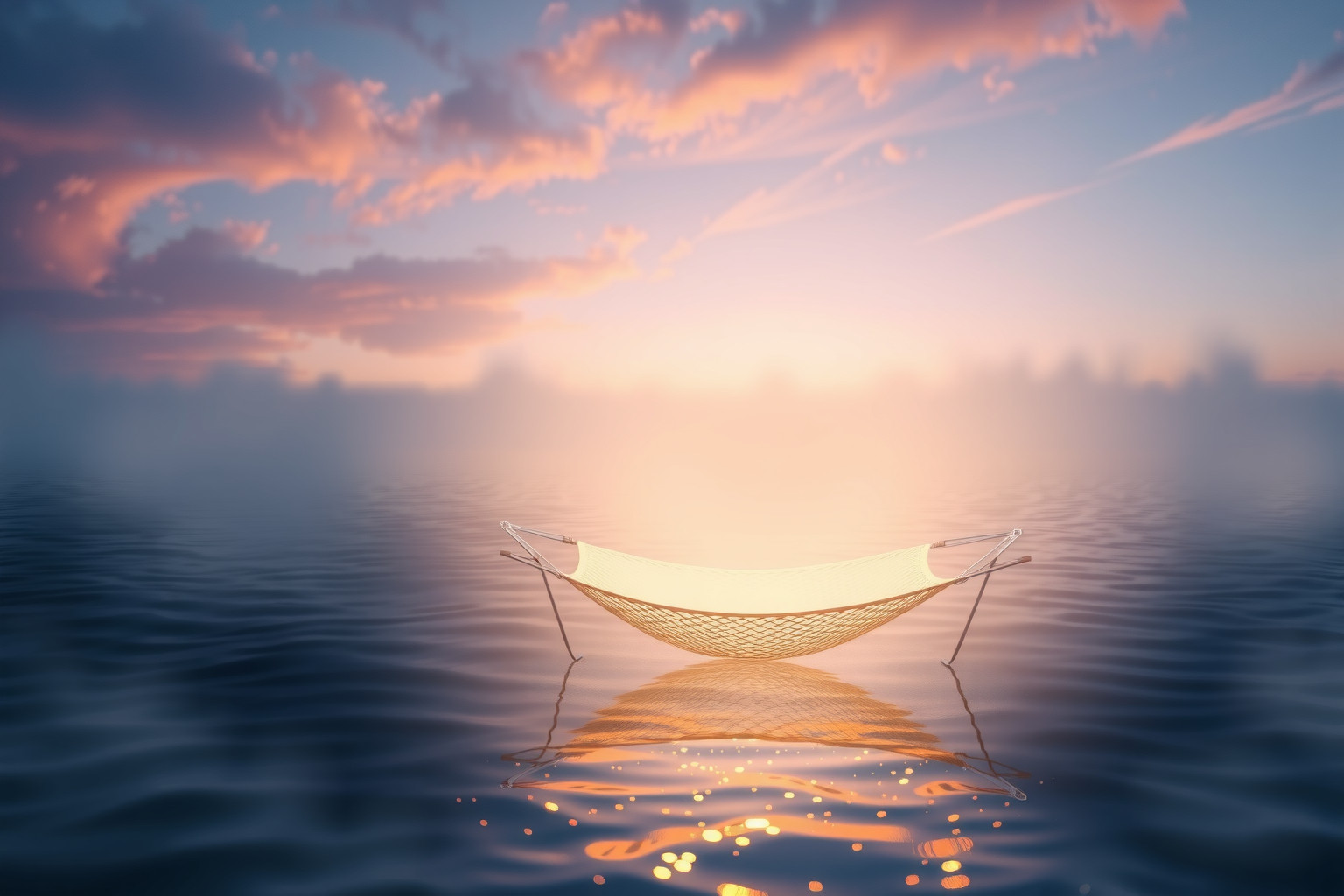 Sognare un’amaca sull’acqua simboleggia pace e libertà interiore.