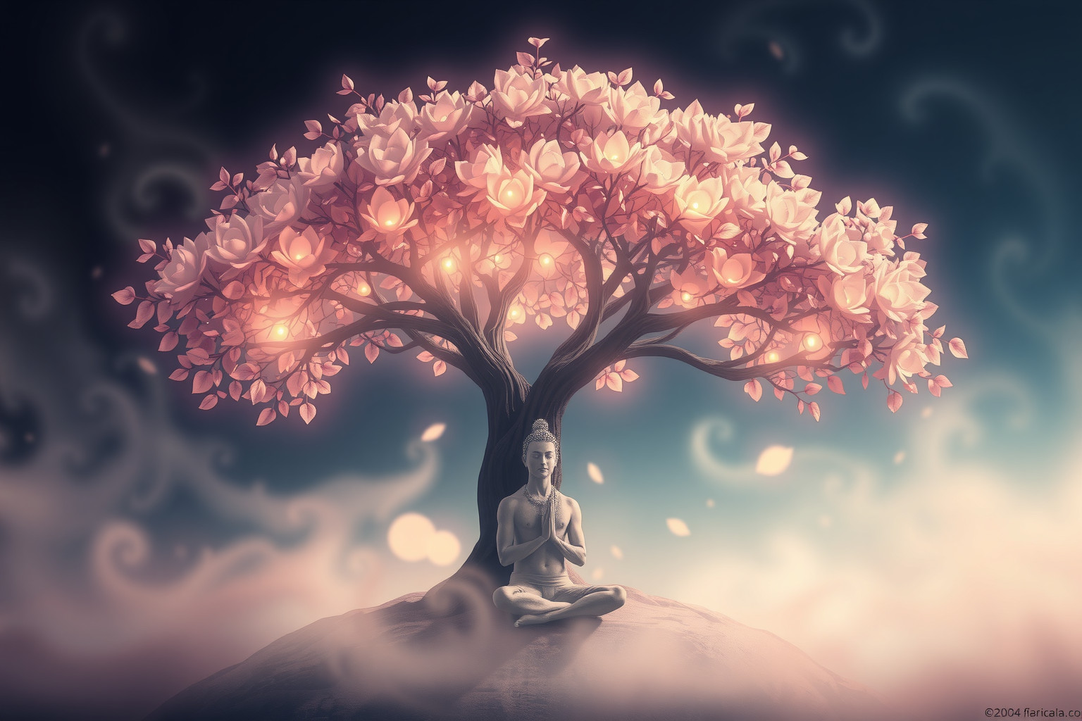 Sognare uno yogi sotto l'albero simboleggia pace interiore profonda.