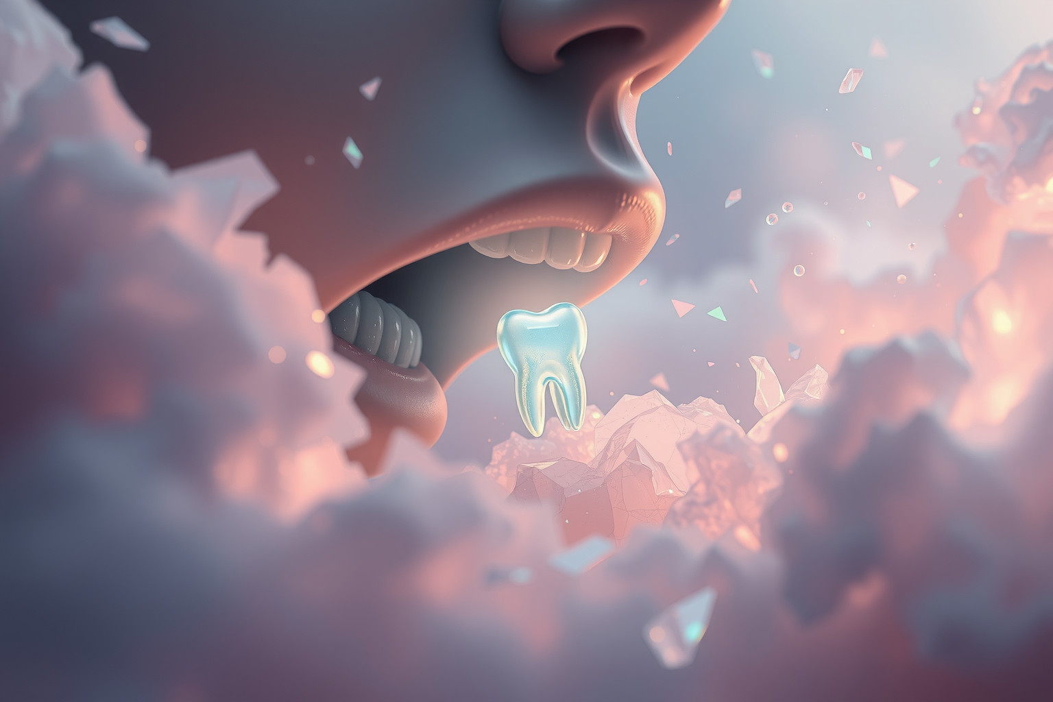 Sognare estrazione dentale surreale simboleggia cambiamenti interiori profondi.