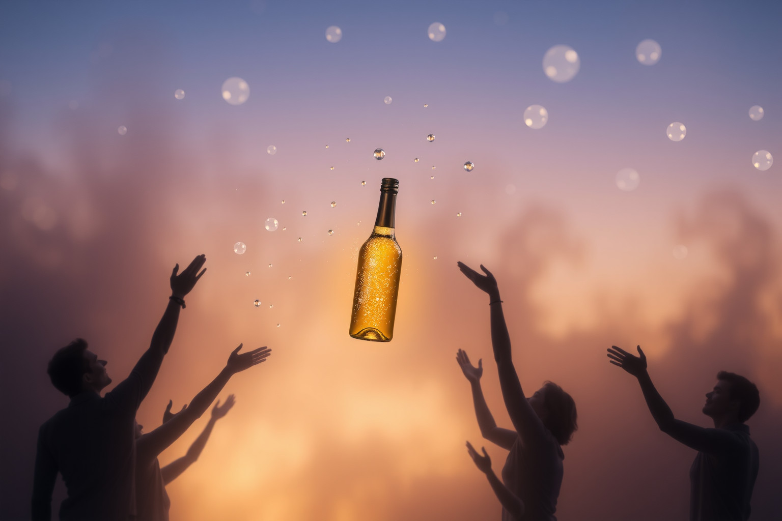 Sognare spumante indica gioia imminente o successo sociale atteso.