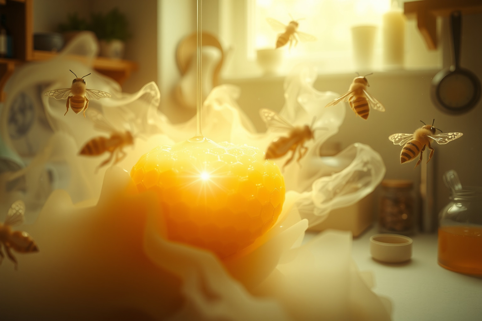 Sognare miele dapi in cucina simboleggia dolcezza e creatività interiore.